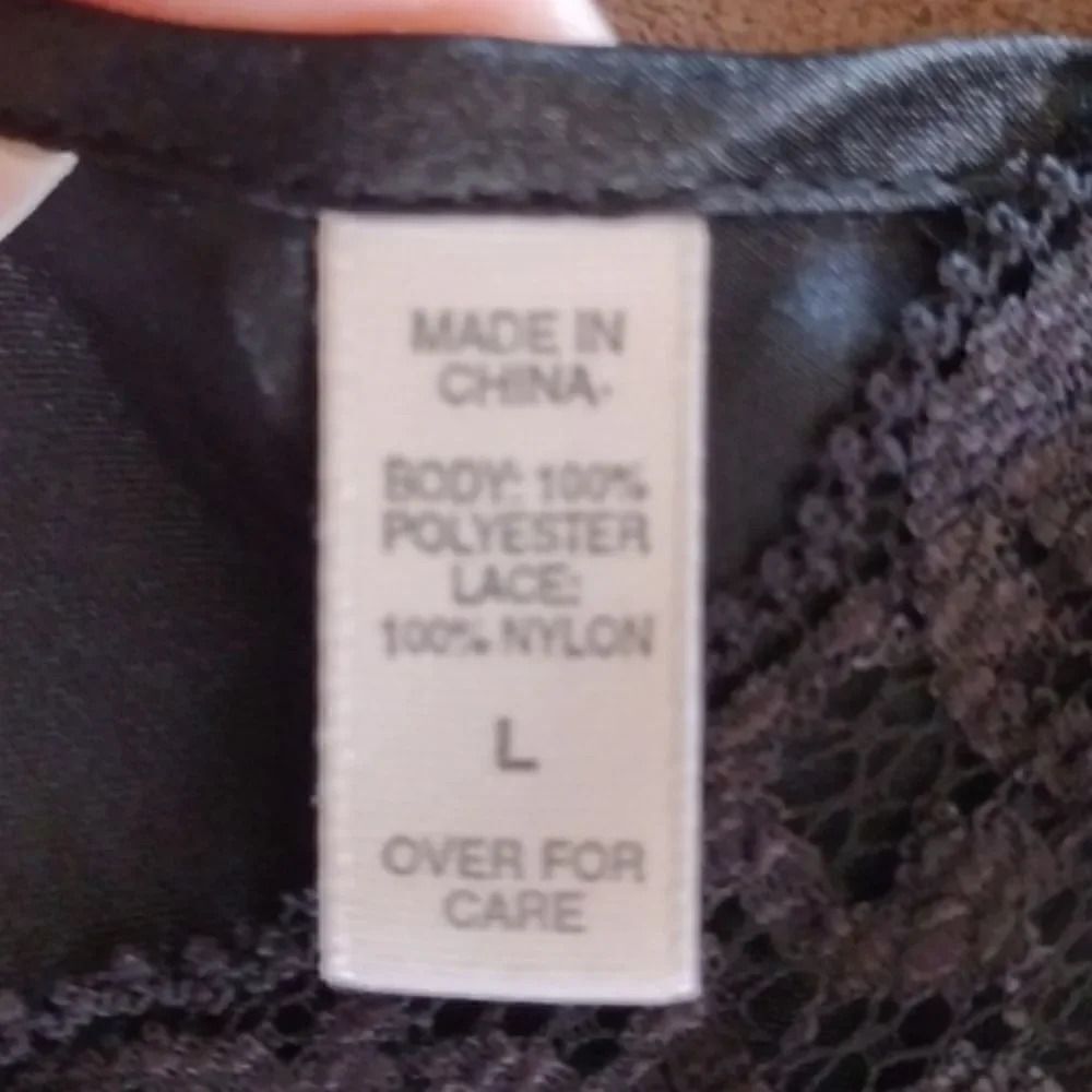 Victoria's Secret VTG 90s Black Satin Strappy Lace Top Mini Slip Dress Large - Picture 13 of 15